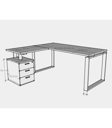 Mesa de oficina OFIPLUS MODERN con ALA y SOPORTE CAJONERA ML