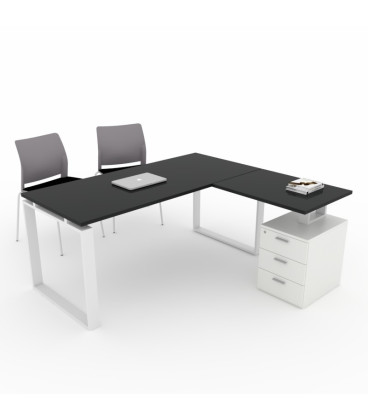 Mesa de oficina OFIPLUS MODERN con ALA y SOPORTE CAJONERA DL
