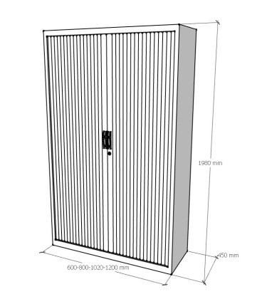 Armário metálico alto, com portas de persiana, efeito madeira