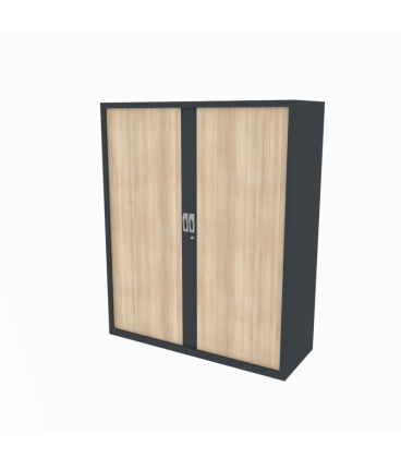 Armario metálico medio, con puertas de persiana, efecto madera