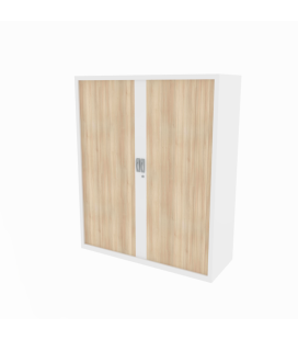 Armario metálico medio, con puertas de persiana, efecto madera