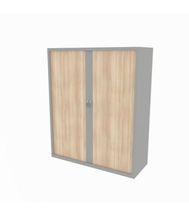 Armario metálico medio, con puertas de persiana, efecto madera