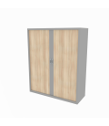 Armario metálico medio, con puertas de persiana, efecto madera