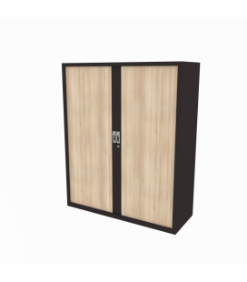 Armario metálico medio, con puertas de persiana, efecto madera 2
