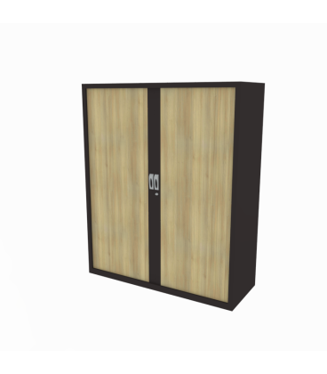 Armario metálico medio, con puertas de persiana, efecto madera