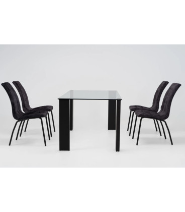 Mesa con tapa de cristal STELA BLACK