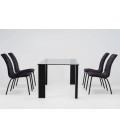 Mesa con tapa de cristal STELA BLACK