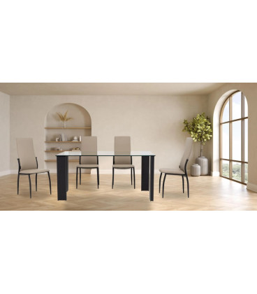 Mesa con tapa de cristal STELA BLACK