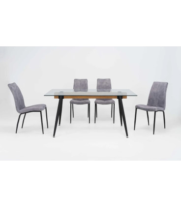 Mesa con tapa de cristal EVA BLACK