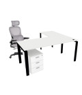 Pack Mesa de escritório OFIPLUS CLASSIC COM ASA ML + CADEIRA BERNAY + BUCK 3C + ENTRADA DE CABO DE PVC REDONDO