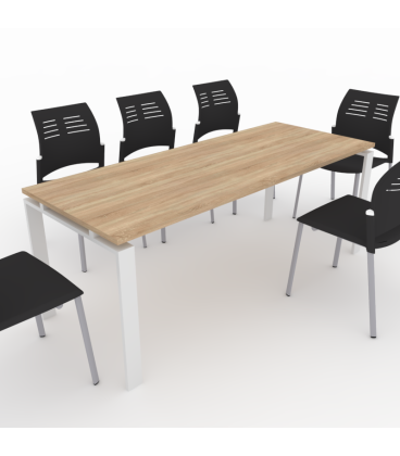 PACK Mesa de reunião OFIMEET CLASSIC ML + 6 CADEIRAS SPACIO SEM BRAÇOS