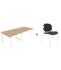 Compre o PACOTE Mesa de reunião OFIMEET CLASSIC ML-PR + Cadeira STEP-TAPI.