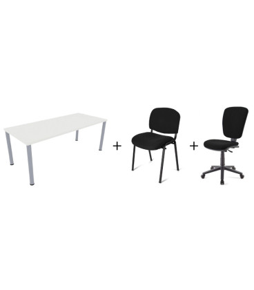 PACK Mesa de FORMAÇÃO BASIC 140x60 cm ML + 2 Cadeiras BASIC-TAPI + Cadeira UDINE-SB