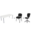 PACK Mesa de FORMACIÓN BASIC 140x60 cms ML + 2 Sillas BASIC-TAPI + Silla UDINE-SB
