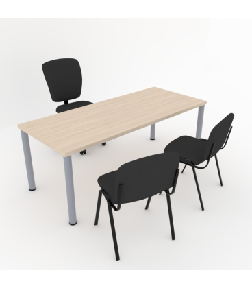 PACK Mesa de FORMAÇÃO BASIC 140x60 cm ML + 2 Cadeiras BASIC-TAPI + Cadeira UDINE-SB