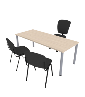 PACK Mesa de FORMAÇÃO BASIC 140x60 cm ML + 2 Cadeiras BASIC-TAPI + Cadeira UDINE-SB