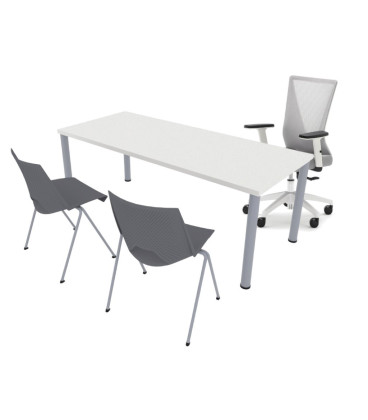 Pack Mesa de FORMACIÓN BASIC 140x60 cms ML + 2 Sillas STRIKE + Silla TIVARA