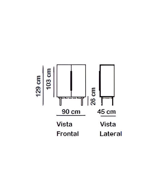ARMARIO MEDIO DE OFICINA CON PUERTAS, TONO ZN 103x90x45cm