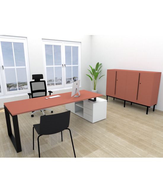 ARMARIO MEDIO DE OFICINA CON PUERTAS, TONO ZN 103x90x45cm