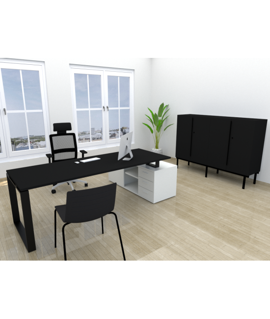 ARMARIO MEDIO DE OFICINA CON PUERTAS, TONO ZN 103x90x45cm