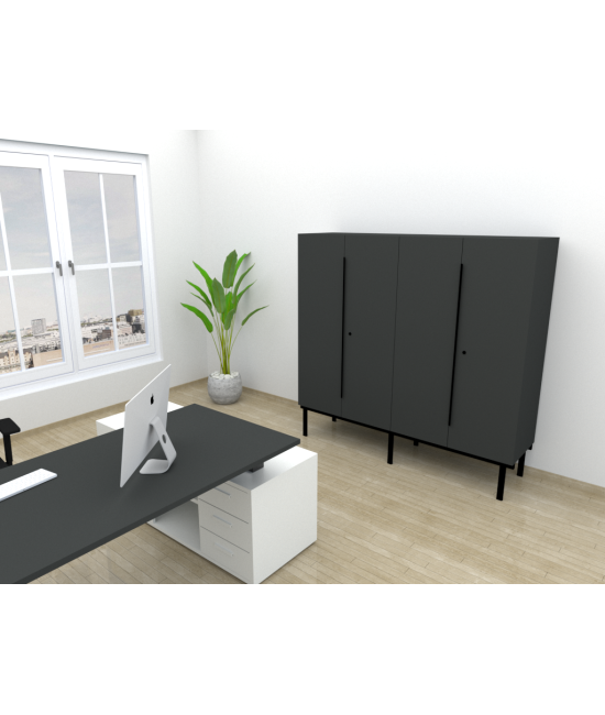 ARMARIO ALTO DE OFICINA CON PUERTAS, TONO ZN 143x90x45cm