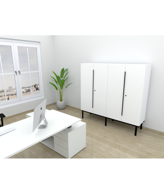 ARMARIO ALTO DE OFICINA CON PUERTAS, TONO ZN 143x90x45cm