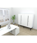 ARMARIO ALTO DE OFICINA CON PUERTAS, TONO ZN 143x90x45cm