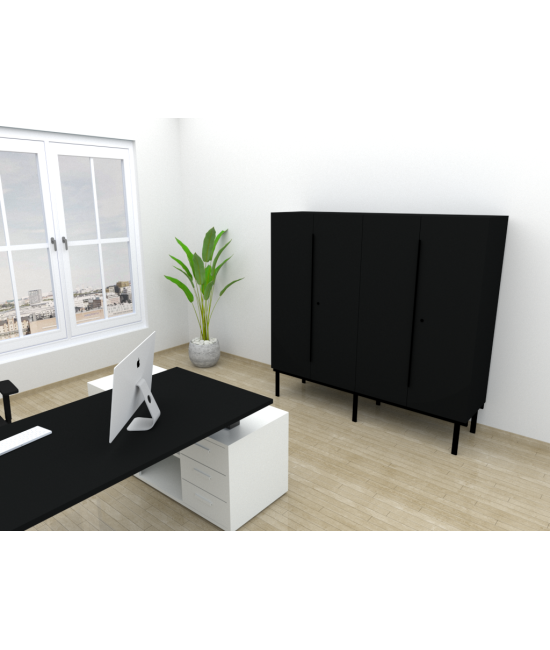 ARMARIO ALTO DE OFICINA CON PUERTAS, TONO ZN 143x90x45cm