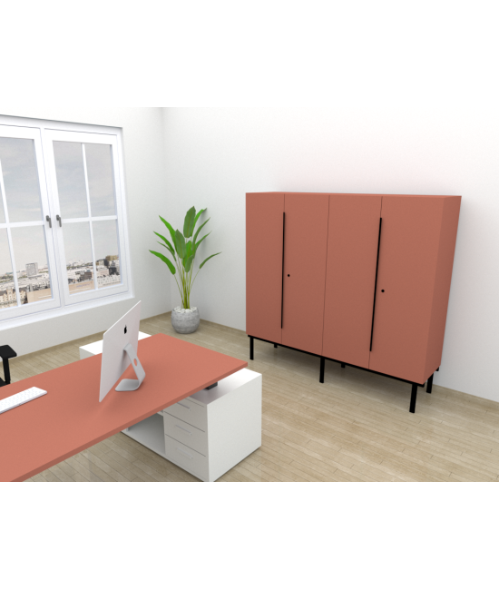 ARMARIO ALTO DE OFICINA CON PUERTAS, TONO ZN 143x90x45cm