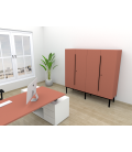 ARMARIO ALTO DE OFICINA CON PUERTAS, TONO ZN 143x90x45cm