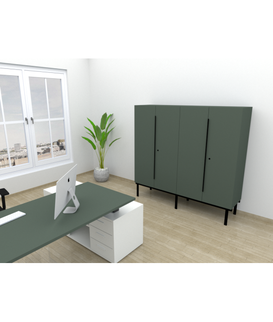 ARMARIO ALTO DE OFICINA CON PUERTAS, TONO ZN 143x90x45cm