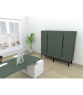 ARMARIO ALTO DE OFICINA CON PUERTAS, TONO ZN 143x90x45cm