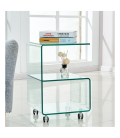 Mesa de cristal con ruedas ABIGAIL40x40 cms