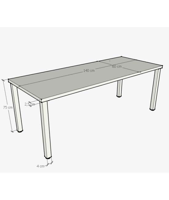 Mesa de FORMACIÓN PATA CUADRADA CROMADA ML 140x60 cms ML