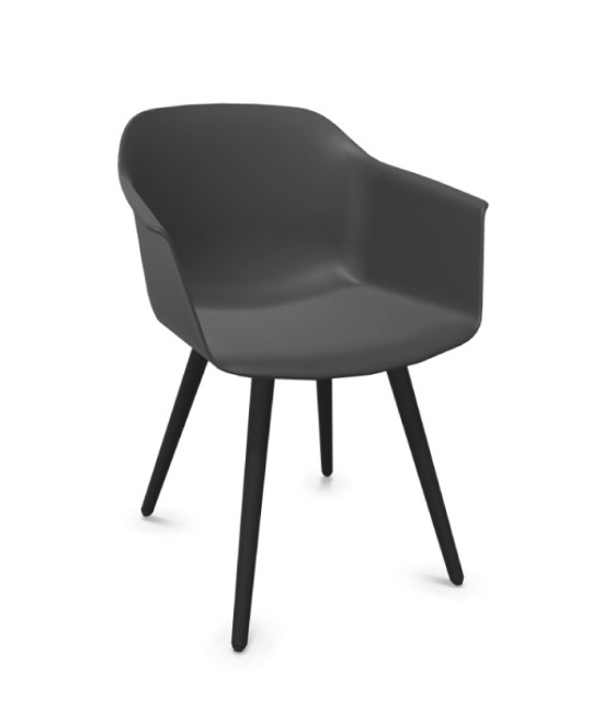 Silla de polipropileno, patas madera NEGRA, NOOM 60. Mejor calidad y precio.