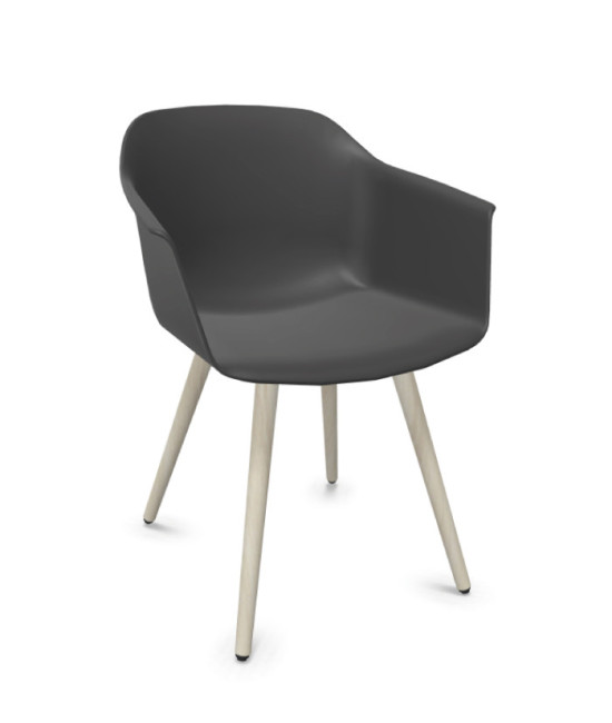 Silla de polipropileno, patas madera de haya, NOOM 60. Mejor calidad y precio.