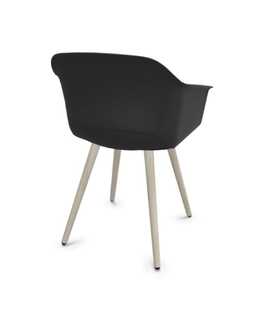 Silla de polipropileno, patas madera de haya, NOOM 60. Mejor calidad y precio.