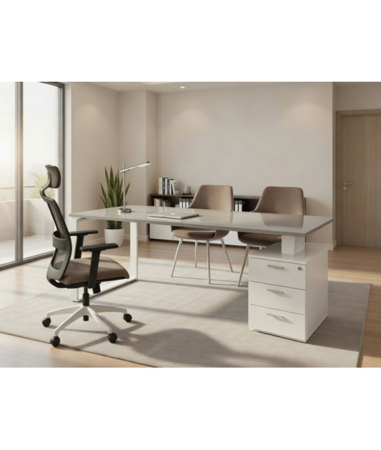 Mesa de oficina moderna Ofiplus-SC-DL chapa metálica con cajonera
