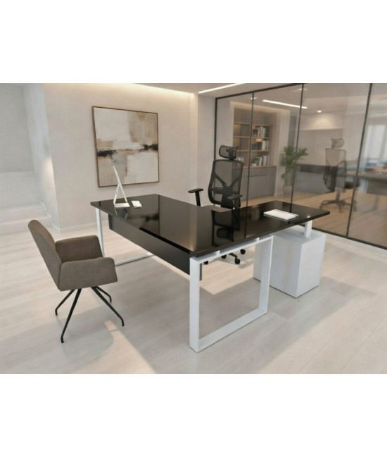 Mesa de escritório OFIPLUS MODERN com ASA e SUPORTE PARA GAVETAS DL