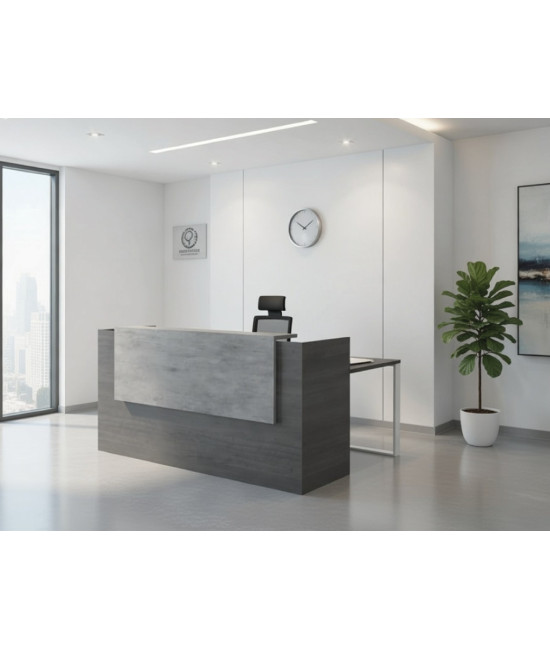 Mostrador de L para recepción con tablero bilaminado metal SY