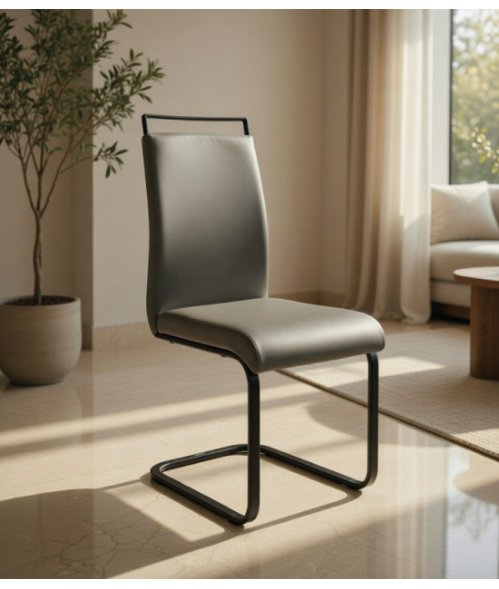 【Cadeira estofada em ecopele KELLY BLACK】 Melhor qualidade e preço