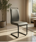 【Cadeira estofada em ecopele KELLY BLACK】 Melhor qualidade e preço