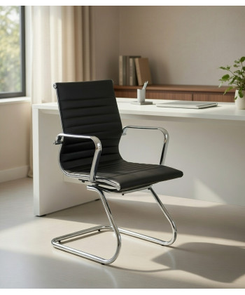 【Silla confidente con base patí­n tapizada LEON BPN B】¡Compra!