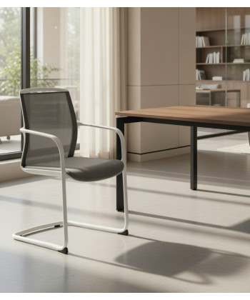 Cadeira confidente com base patim JUNO WHITE. Melhor qualidade e preço