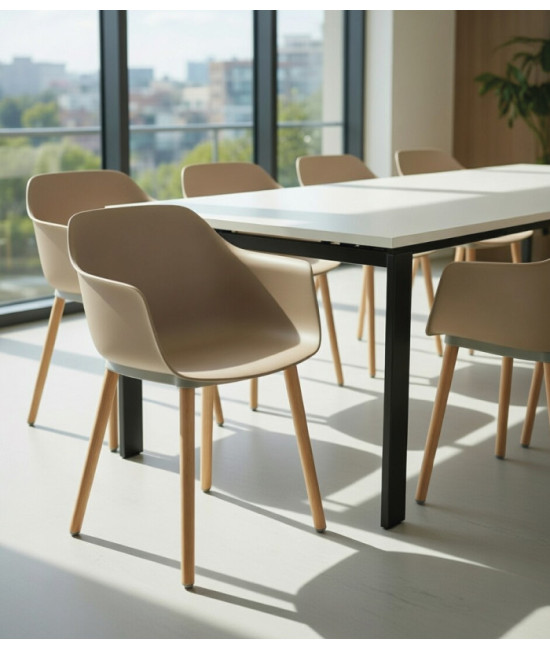 Silla Shape 4 patas de madera. Silla de espera. Silla de polipropileno