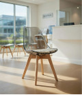 Silla de estilo nórdico. Silla fija. Silla blanca. Silla transparente.