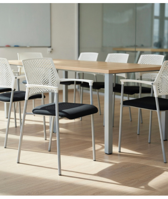 【Silla fija con respaldo ergonómico de PVC MAVINA】Mejor Precio