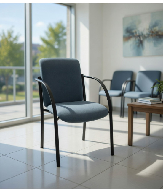 Comprar Silla con Respaldo Alto Gus Tubo Negro, Gris y Cromado