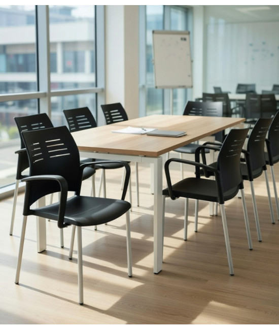 Silla de polipropileno con brazos SPACIO. Silla ligera y resistente.
