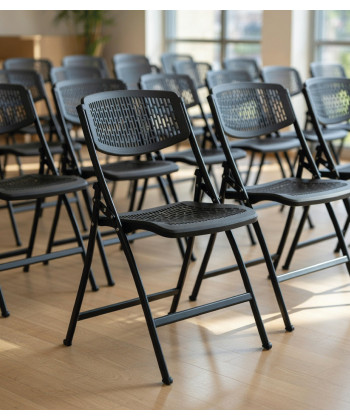 【Silla plegable con estructura de acero SORIA B N 】Mejor Precio